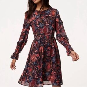 LOFT long sleeve dress with ruffled sleeves